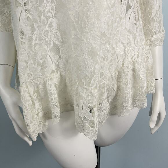 Free People Sheer Lace Tunic Shirt Top White Sz Small Whimsigoth Boho Gypsy - Picture 6 of 14